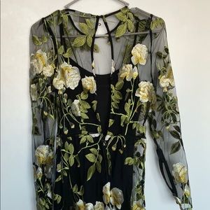 asos edition floral embroidered maxi dress with cutabout skirt